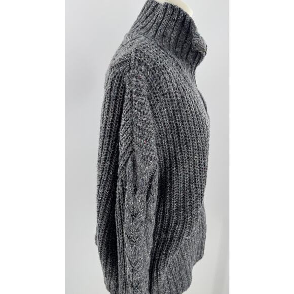 PrAna Womens Gray Cableknit Sweater Wool Blend Mock Neck 1/4 Zip M Cabincore - Picture 5 of 11